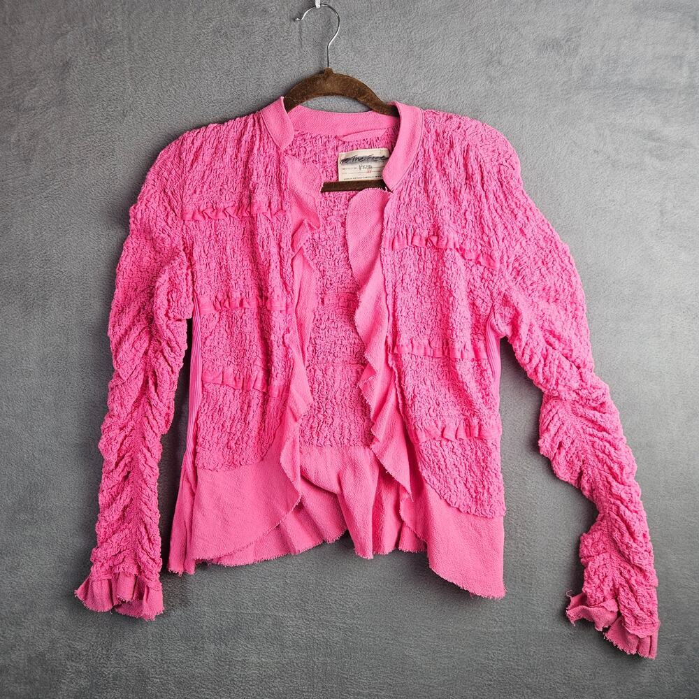 We The Free Pink Textured Ruffle Demi Lace Jacket Size XS
